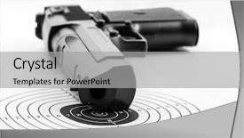  Presentation with target - Cool new PPT theme with case competition - paper target and pistol backdrop and a light gray colored foreground