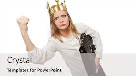  Presentation with queen - Theme enhanced with case competition - woman queen wearing crown isolated background and a light gray colored foreground