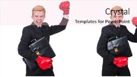  Presentation with young athletes box jumping - Slide deck with case competition - young employee with boxing gloves background and a lemonade colored foreground