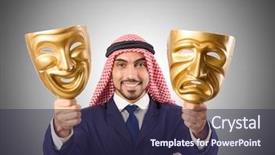  Presentation with hypocrisy - Theme having case conceptualization - arab man hypocrisy concept background and a  colored foreground