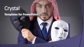  Presentation with big violin sympfonic studio - PPT theme with case conceptualization - arab with masks in dark background and a  colored foreground
