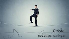  Presentation with shark fin - Audience pleasing slides consisting of case conceptualization - brave businessman walking on tightrope backdrop and a light gray colored foreground