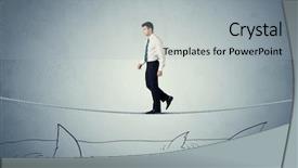  Presentation with shark fin - Beautiful theme featuring case conceptualization - brave businessman walking on tightrope backdrop and a light gray colored foreground