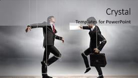  Presentation with strings - Slide deck enhanced with case conceptualization - image of businesspeople hanging background and a light gray colored foreground