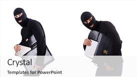  Presentation with industrial espionage - Colorful slide deck enhanced with case conceptualization - industrial espionage concept with person backdrop and a white colored foreground