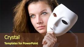  Presentation with hypocrisy - Presentation consisting of case conceptualization - woman with mask in hypocrisy background and a tawny brown colored foreground