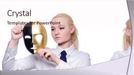  Presentation with hypocrisy - Amazing theme having case conceptualization - woman with mask in hypocrisy backdrop and a lemonade colored foreground