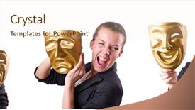  Presentation with hypocrisy - Beautiful PPT theme featuring case conceptualization - woman with mask in hypocrisy backdrop and a cream colored foreground