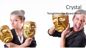  Presentation with hypocrisy - Cool new PPT theme with case conceptualization - woman with mask in hypocrisy backdrop and a white colored foreground