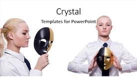  Presentation with hypocrisy - Audience pleasing presentation consisting of case conceptualization - woman with mask in hypocrisy backdrop and a white colored foreground