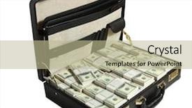  Presentation with case - Beautiful PPT theme featuring case full of dollar backdrop and a mint green colored foreground