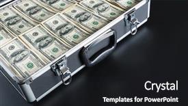  Presentation with case - Audience pleasing theme consisting of case full of money backdrop and a dark gray colored foreground