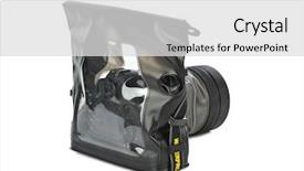  Presentation with white cctv camera on modern - Slides having case isolated on white background background and a light gray colored foreground