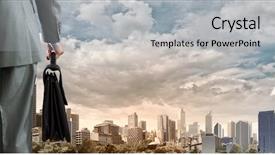  Presentation with suitcase - PPT layouts enhanced with case management - back view of businessman background and a light gray colored foreground