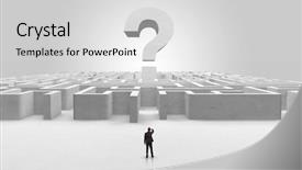  Presentation with case - Presentation featuring case management - businessman entering the big labyrinth background and a light gray colored foreground