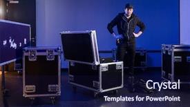  Presentation with cables - Presentation featuring case management - roadie standing next background and a navy blue colored foreground