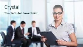  Presentation with office management - Presentation theme enhanced with case management - young attractive girl background and a sky blue colored foreground