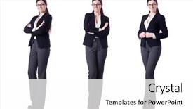  Presentation with case - Slides with case management - young businesswoman in various poses background and a white colored foreground