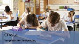  Presentation with school class arabic kids - Amazing PPT theme having case study wuth book - class of primary school kids backdrop and a teal colored foreground