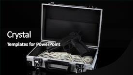  Presentation with black chalkboard vintage blackboard isolated - Audience pleasing PPT theme consisting of case with money and gun backdrop and a  colored foreground