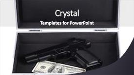  Presentation with trauma case - PPT theme enhanced with case with money and gun background and a  colored foreground
