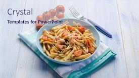  Presentation with tuna - Audience pleasing presentation theme consisting of caserecce-with-fresh-tuna-tomatoes backdrop and a sky blue colored foreground