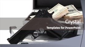  Presentation with cases - Amazing slide deck having cases with money and guns backdrop and a  colored foreground