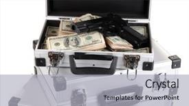  Presentation with guns - PPT theme featuring cases with money and guns background and a  colored foreground
