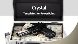  Presentation with guns - Audience pleasing PPT theme consisting of cases with money and guns backdrop and a dark gray colored foreground