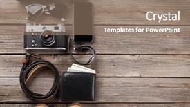  Presentation with men shoes - Cool new PPT theme with clock cash - men's clothes and accessories jeans backdrop and a coral colored foreground