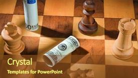  Presentation with chess in play - Slide set consisting of cash advance - chess with dollar and euro background and a tawny brown colored foreground