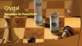  Presentation with bank - PPT theme with cash advance - chess with the dollar background and a tawny brown colored foreground