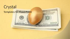  Presentation with golden yellow - Presentation theme enhanced with cash and golden egg isolated background and a blonde colored foreground
