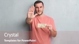  Presentation with open bible over grunge sandstone - PPT theme featuring cash control - young caucasian man over grey background and a coral colored foreground