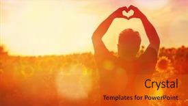  Presentation with shape heart - Audience pleasing presentation theme consisting of cash crop - farmer at sunset backdrop and a  colored foreground
