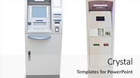 Presentation with cash - PPT layouts featuring cash dispensers against the white background and a  colored foreground