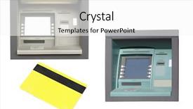  Presentation with credit card - Presentation theme enhanced with cash dispensers and credit card background and a  colored foreground