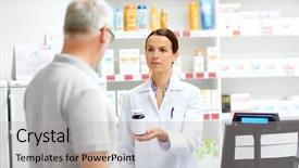  Presentation with apothecary - Cool new PPT layouts with cash drugs - medicine pharmaceutics healthcare and people backdrop and a  colored foreground