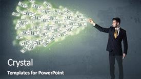  Presentation with business growth dollar - Colorful PPT theme enhanced with cash flow - business person throwing a lot backdrop and a dark gray colored foreground