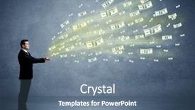  Presentation with money flow - Colorful slides enhanced with cash flow - caucasian male in business suit backdrop and a ocean colored foreground