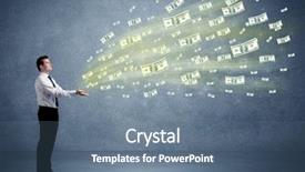  Presentation with money flow - Presentation theme featuring cash flow - caucasian male in business suit background and a ocean colored foreground