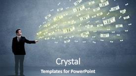  Presentation with money flow - Theme consisting of cash flow - caucasian male in business suit background and a ocean colored foreground