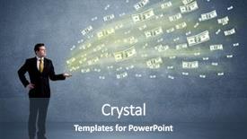  Presentation with money flow - Presentation design enhanced with cash flow - caucasian male in business suit background and a ocean colored foreground