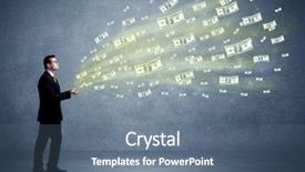  Presentation with money flow - Presentation design enhanced with cash flow - caucasian male in business suit background and a ocean colored foreground