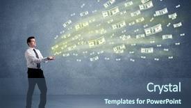  Presentation with holding hands - Audience pleasing slide set consisting of cash flow - caucasian male in business suit backdrop and a ocean colored foreground