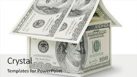  Presentation with cash - Cool new presentation design with cash flow - dollar in shape house isolated backdrop and a light gray colored foreground