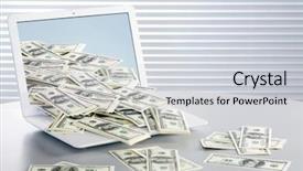  Presentation with internet of thing - Cool new PPT theme with cash flow - earning money over the internet backdrop and a light gray colored foreground