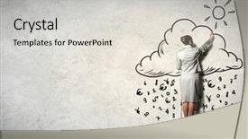  Presentation with professional growth ladder - Audience pleasing presentation consisting of cash flow - image of businesswoman standing backdrop and a light gray colored foreground