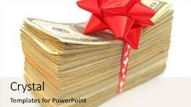  Presentation with cash - PPT theme with cash for gift background and a coral colored foreground