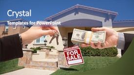  Presentation with cash - Colorful slide deck enhanced with cash for house key backdrop and a ocean colored foreground